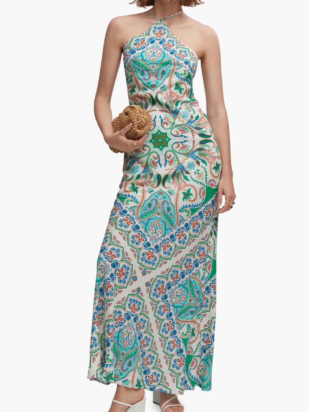 Mango Multicolor Paisley Halter Maxi Dress